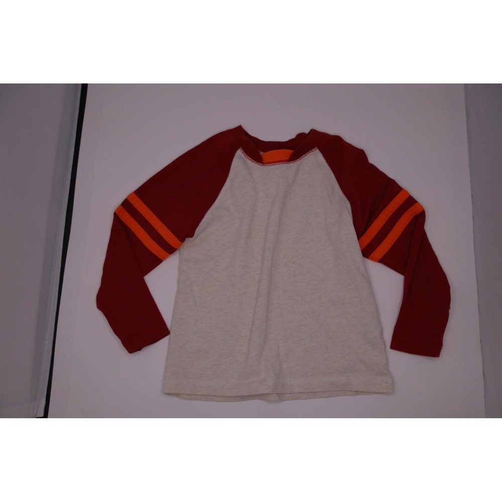 Hanna Andersson Kids Long Sleeve Baseball Tee Shirt Cotton Blend Red Orange‎ 3T